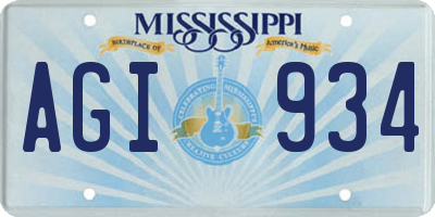MS license plate AGI934