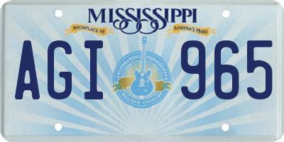 MS license plate AGI965
