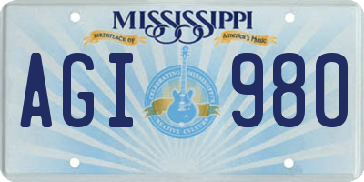 MS license plate AGI980