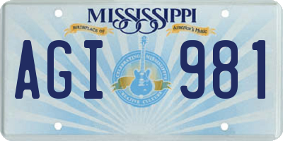 MS license plate AGI981