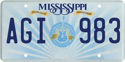 MS license plate AGI983