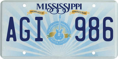MS license plate AGI986