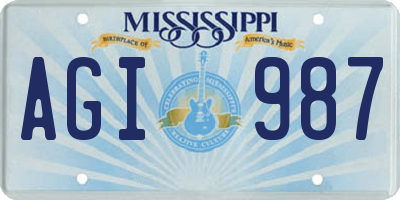 MS license plate AGI987