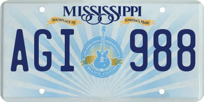 MS license plate AGI988