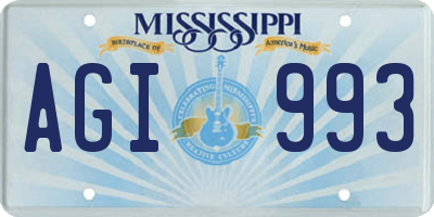 MS license plate AGI993
