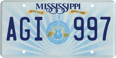 MS license plate AGI997