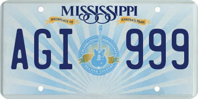 MS license plate AGI999