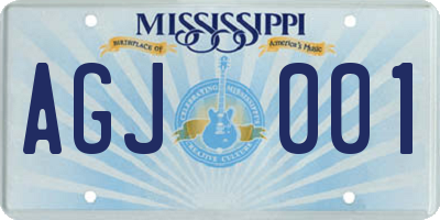 MS license plate AGJ001