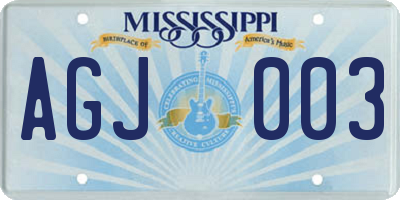 MS license plate AGJ003