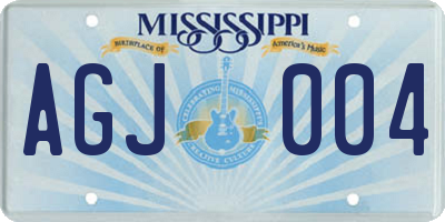 MS license plate AGJ004