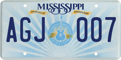 MS license plate AGJ007