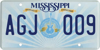 MS license plate AGJ009