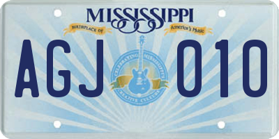 MS license plate AGJ010