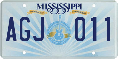 MS license plate AGJ011