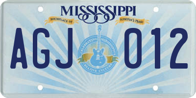 MS license plate AGJ012