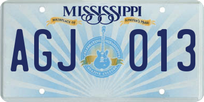 MS license plate AGJ013
