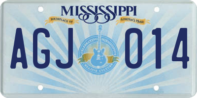 MS license plate AGJ014