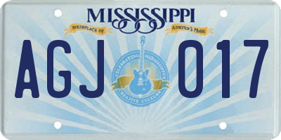 MS license plate AGJ017