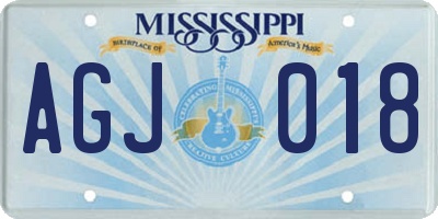 MS license plate AGJ018