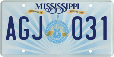 MS license plate AGJ031