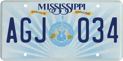 MS license plate AGJ034
