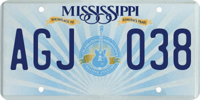MS license plate AGJ038