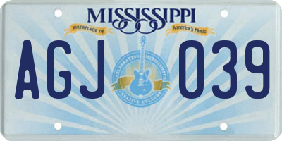 MS license plate AGJ039
