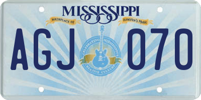 MS license plate AGJ070