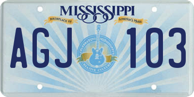 MS license plate AGJ103