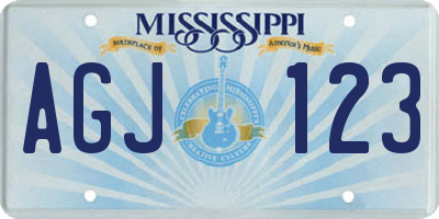 MS license plate AGJ123