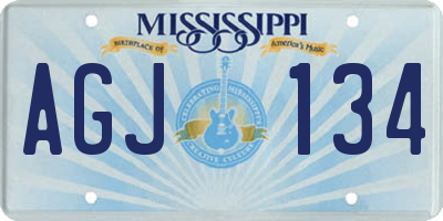 MS license plate AGJ134