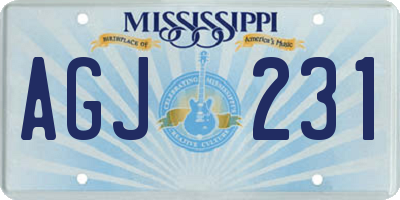 MS license plate AGJ231