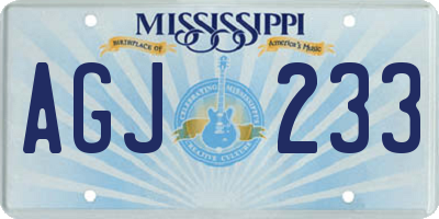 MS license plate AGJ233