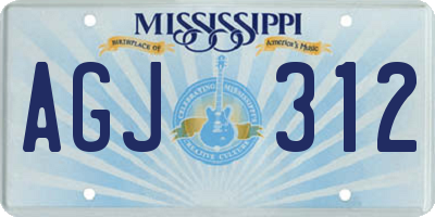 MS license plate AGJ312