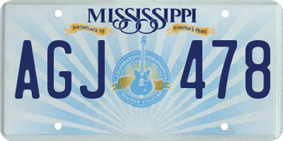 MS license plate AGJ478