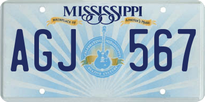 MS license plate AGJ567