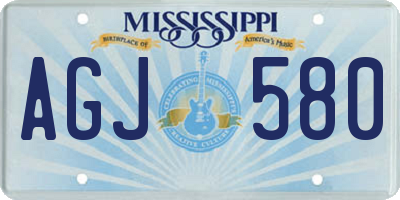 MS license plate AGJ580