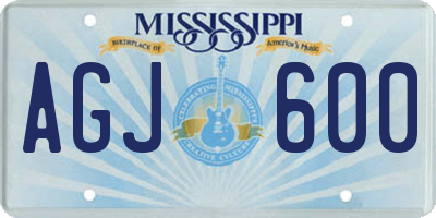 MS license plate AGJ600