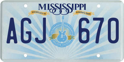 MS license plate AGJ670