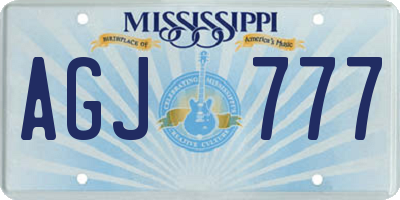 MS license plate AGJ777