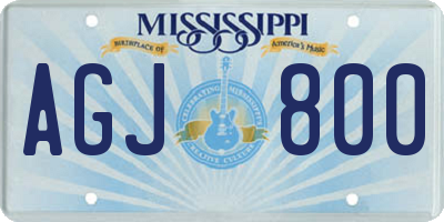 MS license plate AGJ800