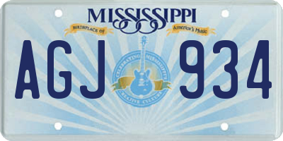 MS license plate AGJ934