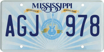 MS license plate AGJ978