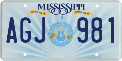 MS license plate AGJ981