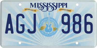 MS license plate AGJ986