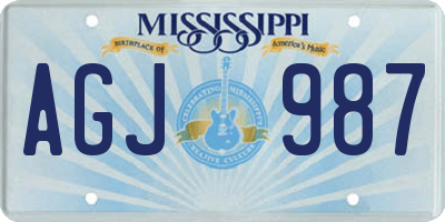 MS license plate AGJ987
