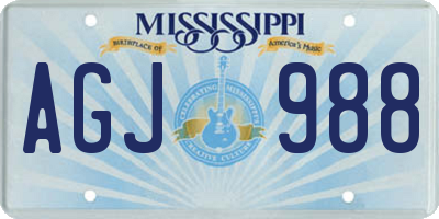 MS license plate AGJ988