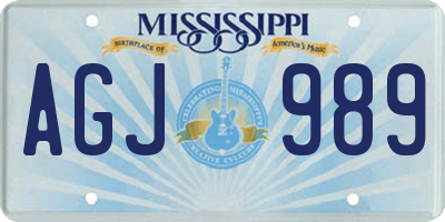 MS license plate AGJ989
