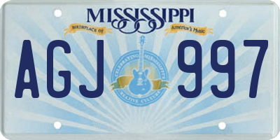 MS license plate AGJ997