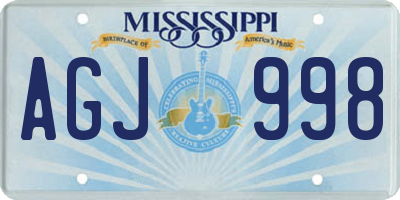 MS license plate AGJ998